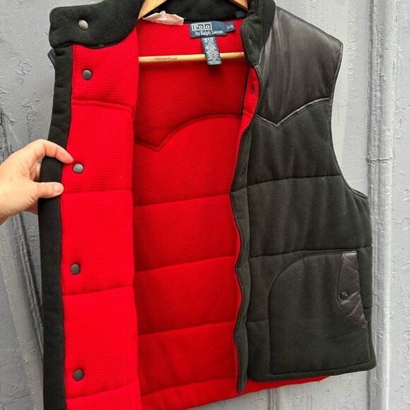 Polo RL Down with Leather accent vest, Large - Picture 8 of 11